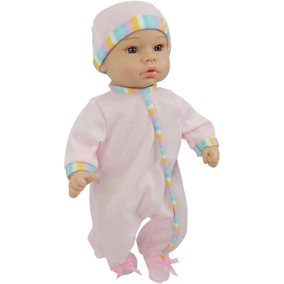 14" Sweet And Happy Baby - Pink With Stripes Pajamas 3 14" Sweet And Happy Baby - Pink With Stripes Pajamas