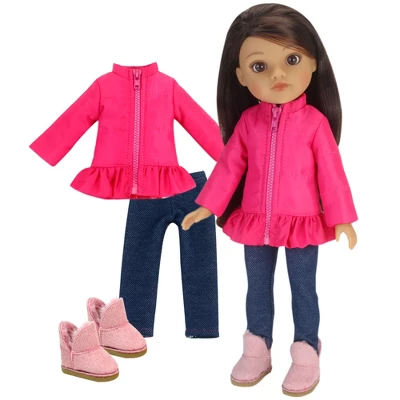 Sophia’s 3 Piece Winter Outfit With Boots For 14.5" Dolls, Hot Pink 4 Sophia’s 3 Piece Winter Outfit With Boots For 14.5" Dolls, Hot Pink - Image 2