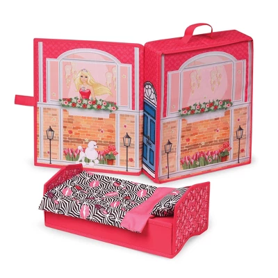 Home & Go Dollhouse Playset Travel & Storage Case With Bed/Bedding For 12" Fashion Dolls - Pink 6 Home & Go Dollhouse Playset Travel & Storage Case With Bed/Bedding For 12" Fashion Dolls - Pink - Image 4
