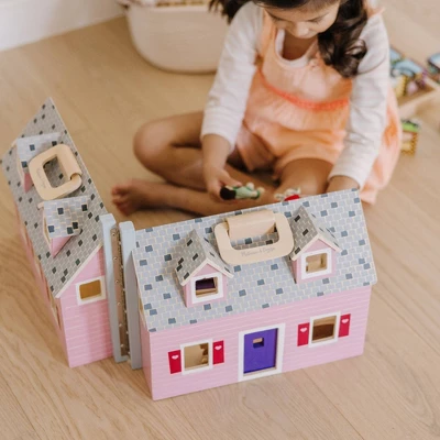 Melissa & Doug Fold And Go Wooden Dollhouse With 2 Dolls And Wooden Furniture 8 Melissa & Doug Fold And Go Wooden Dollhouse With 2 Dolls And Wooden Furniture - Image 6