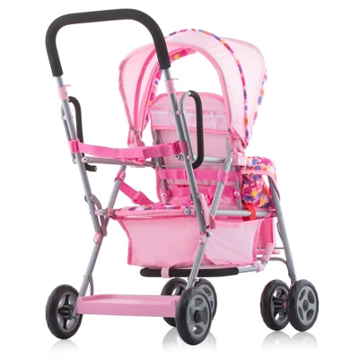 Joovy Baby Doll Caboose Tandem Stroller - Pink Dot 3 Joovy Baby Doll Caboose Tandem Stroller - Pink Dot