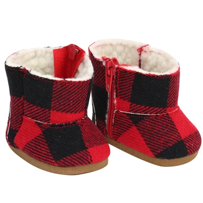 Sophia’s Buffalo Check Boots For 18” Dolls, Black/Red 3 Sophia’s Buffalo Check Boots For 18” Dolls, Black/Red