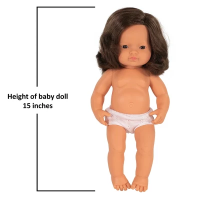 Miniland Educational Anatomically Correct 15" Baby Doll, Girl, Brunette Hair 4 Miniland Educational Anatomically Correct 15" Baby Doll, Girl, Brunette Hair - Image 2