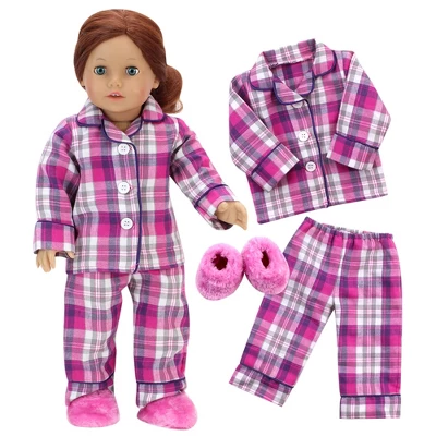 Sophia’s Flannel Pajama & Slippers Set For 18'' Dolls, Pink 3 Sophia’s Flannel Pajama & Slippers Set For 18'' Dolls, Pink