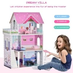 Qaba Kids Wooden Multi-Level Dream House Villa Kit With Furniture And Accessories 10 Qaba Kids Wooden Multi-Level Dream House Villa Kit With Furniture And Accessories -Toy Promotion GUEST 3fad55d4 7529 4c76 9546 f4e0b2f556d2