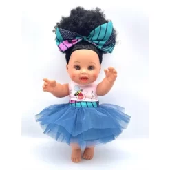 Orijin Bees Natural Puffy 12" Baby Bee Doll - Black Hair With Brown Eyes