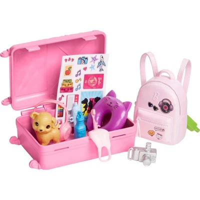 Barbie Doll And Accessories Travel Set With Puppy 3 Barbie Doll And Accessories Travel Set With Puppy