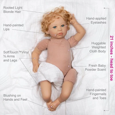 Paradise Galleries Reborn Toddler Girl Doll Story Time, 21 Inch With Light Blonde Hair And Blue Eyes, Made In SoftTouch Vinyl 5 Paradise Galleries Reborn Toddler Girl Doll Story Time, 21 Inch With Light Blonde Hair And Blue Eyes, Made In SoftTouch Vinyl - Image 3