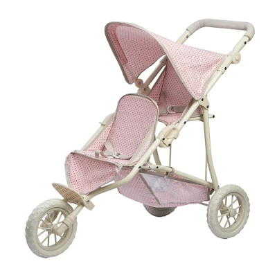 Olivia's Little World - Polka Dots Princess Baby Doll Twin Jogging Stroller - Pink & Gray 4 Olivia's Little World - Polka Dots Princess Baby Doll Twin Jogging Stroller - Pink & Gray - Image 2