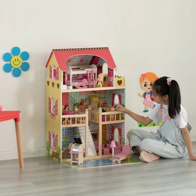 ShpilMaster Wooden Doll House With Toys And Furniture Accessories With LED Light For Ages 3+ 4 ShpilMaster Wooden Doll House With Toys And Furniture Accessories With LED Light For Ages 3+ - Image 2