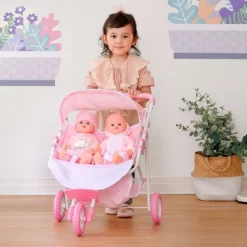 Olivia's Little World Double Twin Baby Doll Pram Stroller Pink Stars OL-00012 22 Olivia's Little World Double Twin Baby Doll Pram Stroller Pink Stars OL-00012 -Toy Promotion GUEST 5bdf2554 0621 4b5c b043 6d8989655e78