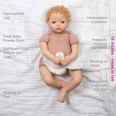 Paradise Galleries Realistic Newborn Doll - Forever Yours Golden, 7-Piece Reborn Doll Gift Set With Magnetic Pacifier 7 Paradise Galleries Realistic Newborn Doll - Forever Yours Golden, 7-Piece Reborn Doll Gift Set With Magnetic Pacifier - Image 5