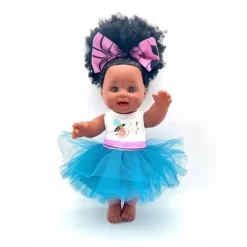 Orijin Bees Positively Puffy 12" Baby Bee Doll - Black Hair With Brown Eyes