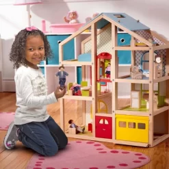 Melissa & Doug Hi-Rise Wooden Dollhouse With Furniture, Garage And Working Elevator -Toy Promotion GUEST 7a0d0362 ba92 4fea 8d7d cedafeea745f
