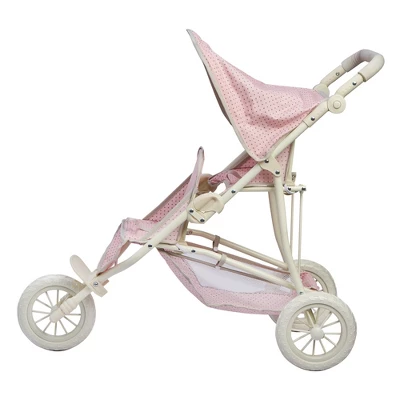 Olivia's Little World - Polka Dots Princess Baby Doll Twin Jogging Stroller - Pink & Gray 5 Olivia's Little World - Polka Dots Princess Baby Doll Twin Jogging Stroller - Pink & Gray - Image 3