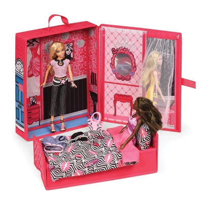 Home & Go Dollhouse Playset Travel & Storage Case With Bed/Bedding For 12" Fashion Dolls - Pink 5 Home & Go Dollhouse Playset Travel & Storage Case With Bed/Bedding For 12" Fashion Dolls - Pink - Image 3