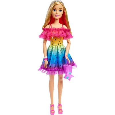Barbie 28" Large Doll With Blond Hair And Rainbow Dress 3 Barbie 28" Large Doll With Blond Hair And Rainbow Dress