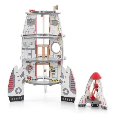 Hape Multi Level 4 Tier 37 Piece Wooden Discovery Spaceship Center Kids Activity Play Set With Multiple Rooms And Accessories 5 Hape Multi Level 4 Tier 37 Piece Wooden Discovery Spaceship Center Kids Activity Play Set With Multiple Rooms And Accessories - Image 3