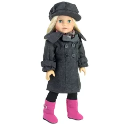 Toy Promotion 31 Sophia's - 18" Doll - Wool Coat, Hat, Plaid Scarf & Pink Boots - Gray