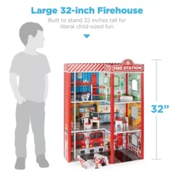 Best Choice Products 32in Kids 3-Story Pretend Wooden Fire Station Play Set Toy, W/ 2 Vehicles, 12 Accessories, 5 Rooms -Toy Promotion GUEST a6fbbd73 4bce 4327 9d8c 2435be7ccec4