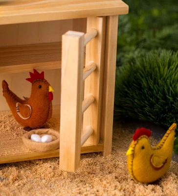 HearthSong Wooden Chicken Coop With Real Working Doors And Ramp For Imaginative Play, Measures 9_"L X 5_"W X 8"H 6 HearthSong Wooden Chicken Coop With Real Working Doors And Ramp For Imaginative Play, Measures 9_"L X 5_"W X 8"H - Image 4