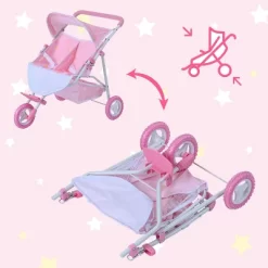 Olivia's Little World Double Twin Baby Doll Pram Stroller Pink Stars OL-00012 15 Olivia's Little World Double Twin Baby Doll Pram Stroller Pink Stars OL-00012 -Toy Promotion GUEST bb7d93f2 150d 42aa b9f8 cb117ba12885