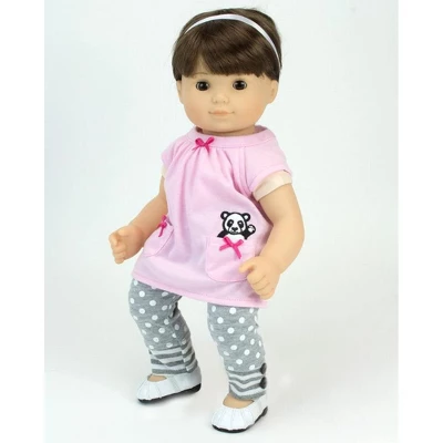 Sophia's - 15" Doll - Panda Bear Hooded Sweatshirt, Tunic & Polka Dot Leggings - Light Pink 3 Sophia's - 15" Doll - Panda Bear Hooded Sweatshirt, Tunic & Polka Dot Leggings - Light Pink