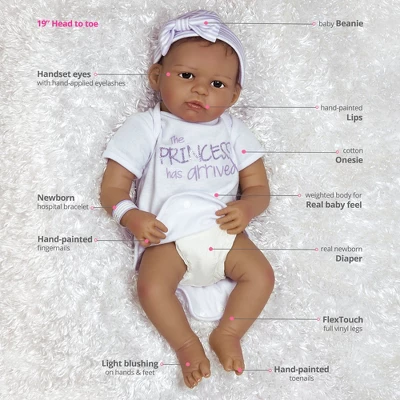 Paradise Galleries Real Life Baby Doll The Princess Has Arrived. 20 Inch Reborn Baby Girl Crafted In Silicone - Like Vinyl & Weighted Cloth Body 10 Paradise Galleries Real Life Baby Doll The Princess Has Arrived. 20 Inch Reborn Baby Girl Crafted In Silicone - Like Vinyl & Weighted Cloth Body - Image 8