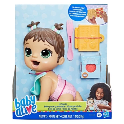 Baby Alive Lil Snacks Baby Doll - Brown Hair 4 Baby Alive Lil Snacks Baby Doll - Brown Hair - Image 2