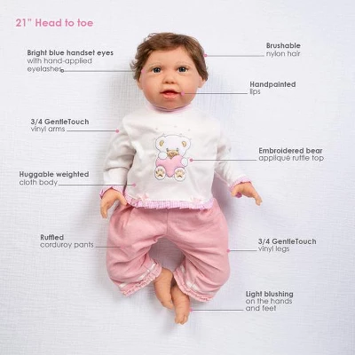 Paradise Galleries "Cuddle Bear Bella" Real Baby Doll. 21" Weighted Reborn Baby Doll With 5-Piece Baby Doll Clothes Set. Age 3+ 7 Paradise Galleries "Cuddle Bear Bella" Real Baby Doll. 21" Weighted Reborn Baby Doll With 5-Piece Baby Doll Clothes Set. Age 3+ - Image 5