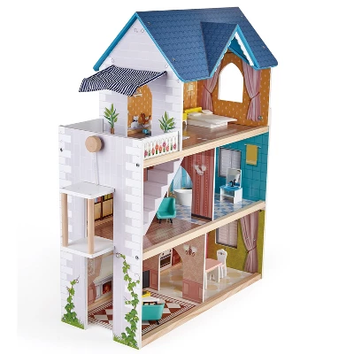 Hape Little Room Pretend Play 3 Story Wooden Doll House W/ Light, Doorbell, & Bedroom, Bathroom, Living Room, & Dining Furniture For Kids Age 3 And Up 5 Hape Little Room Pretend Play 3 Story Wooden Doll House W/ Light, Doorbell, & Bedroom, Bathroom, Living Room, & Dining Furniture For Kids Age 3 And Up - Image 3
