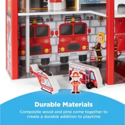 Best Choice Products 32in Kids 3-Story Pretend Wooden Fire Station Play Set Toy, W/ 2 Vehicles, 12 Accessories, 5 Rooms -Toy Promotion GUEST d1e79132 d2a3 404e b275 e529312d3f60