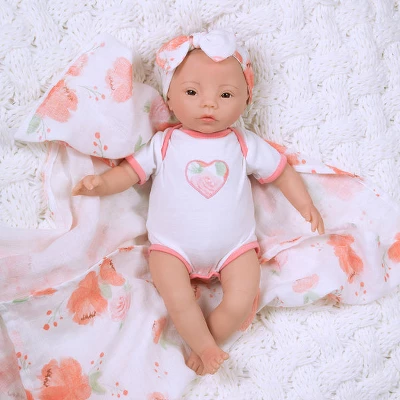 Paradise Galleries Newborn Baby Doll 16 Inch Reborn Preemie, Swaddlers: Peach Blossom, Safety Tested For 3+, 4-Piece Set 6 Paradise Galleries Newborn Baby Doll 16 Inch Reborn Preemie, Swaddlers: Peach Blossom, Safety Tested For 3+, 4-Piece Set - Image 4