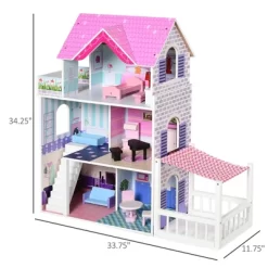 Qaba Kids Wooden Multi-Level Dream House Villa Kit With Furniture And Accessories 12 Qaba Kids Wooden Multi-Level Dream House Villa Kit With Furniture And Accessories -Toy Promotion GUEST f9159f7a 3eb1 43c2 bfce 2c96189e6b41