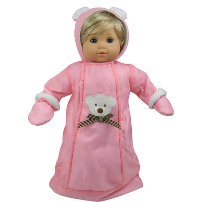 Sophia’s Polar Bear Bunting Snowsuit Sack For 15" Dolls, Pink 4 Sophia’s Polar Bear Bunting Snowsuit Sack For 15" Dolls, Pink - Image 2